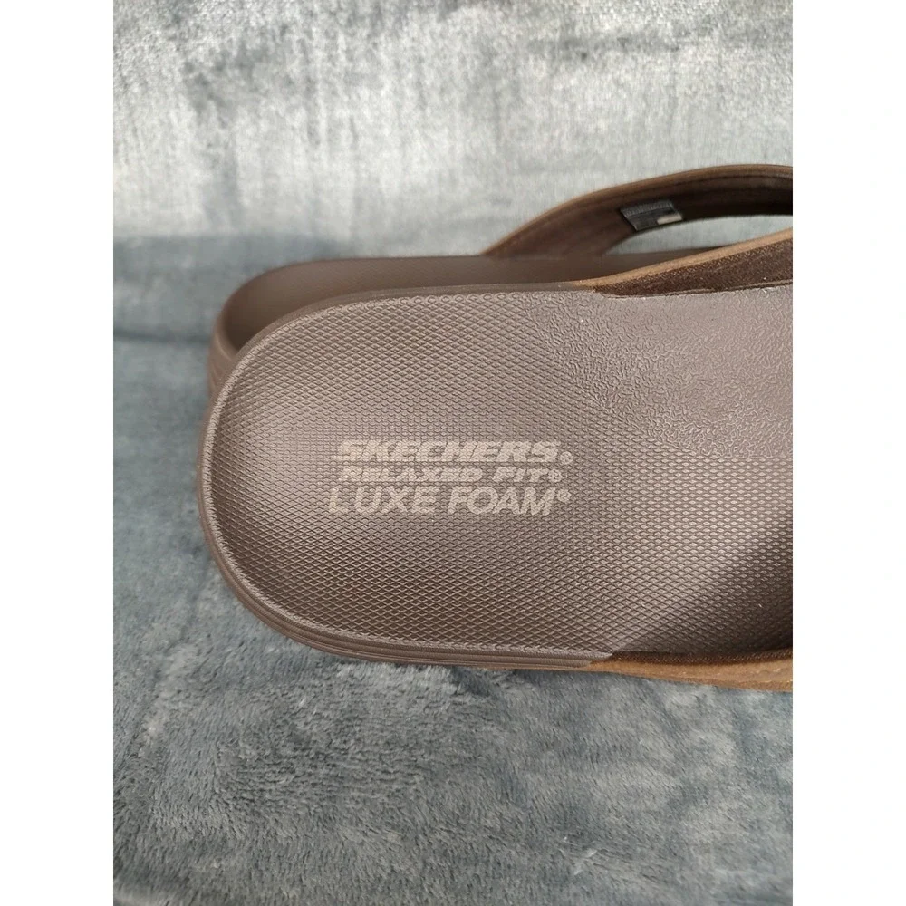 Man's Sandals‎ Skechers Relaxed Fit Flip Flop Brown 11